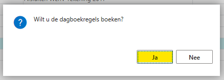 Dagboek regels boeken bevestiging Microsoft Dynamics 365 Business Central